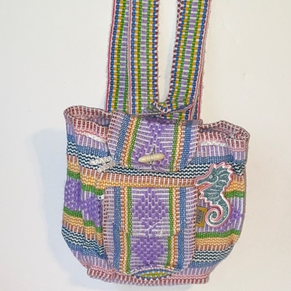 PINZON, Cute Woven Backpack w/Seahorse